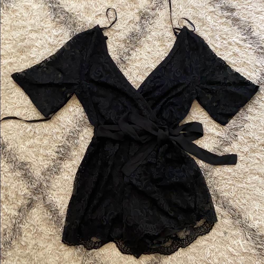 Francesca’s Black Lace Romper